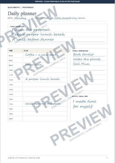 Daily & Weekly Planner | Printable PDF - Watermarked preview page 1